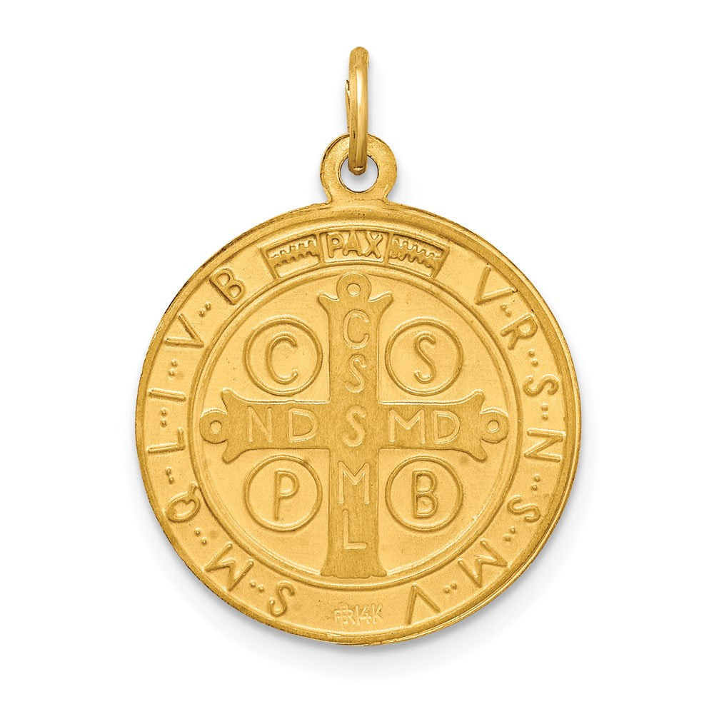 FJC Finejewelers 14 kt Yellow Gold Solid Polished/Satin Round Reversible St. Benedict Medal 24 x 18 mm