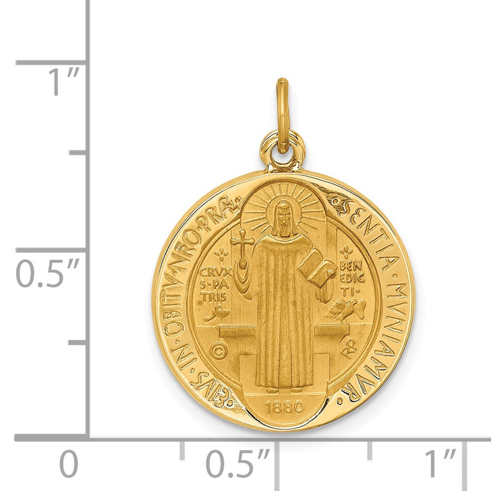 FJC Finejewelers 14 kt Yellow Gold Solid Polished/Satin Round Reversible St. Benedict Medal 24 x 18 mm
