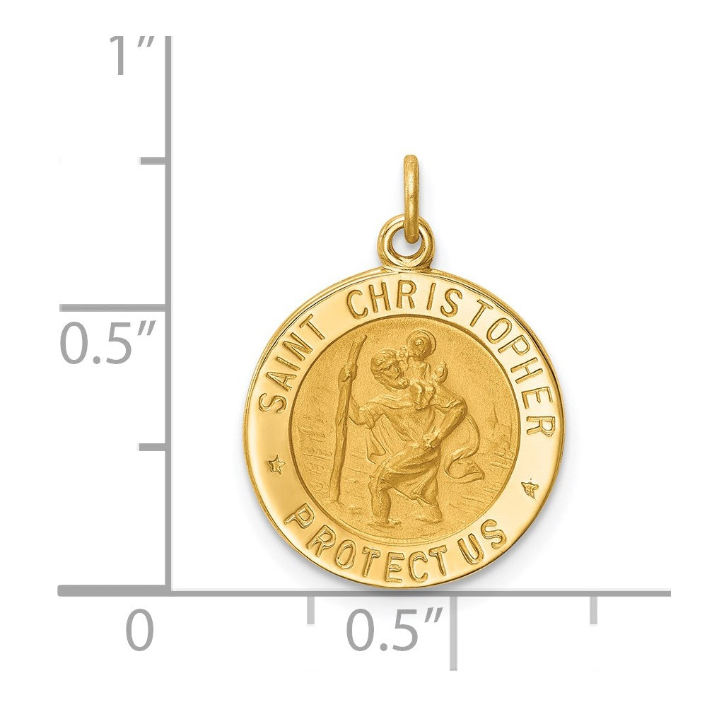 FJC Finejewelers 14 kt Yellow Gold Solid Polished/Satin Small Round St. Christopher Medal 20 x 15 mm