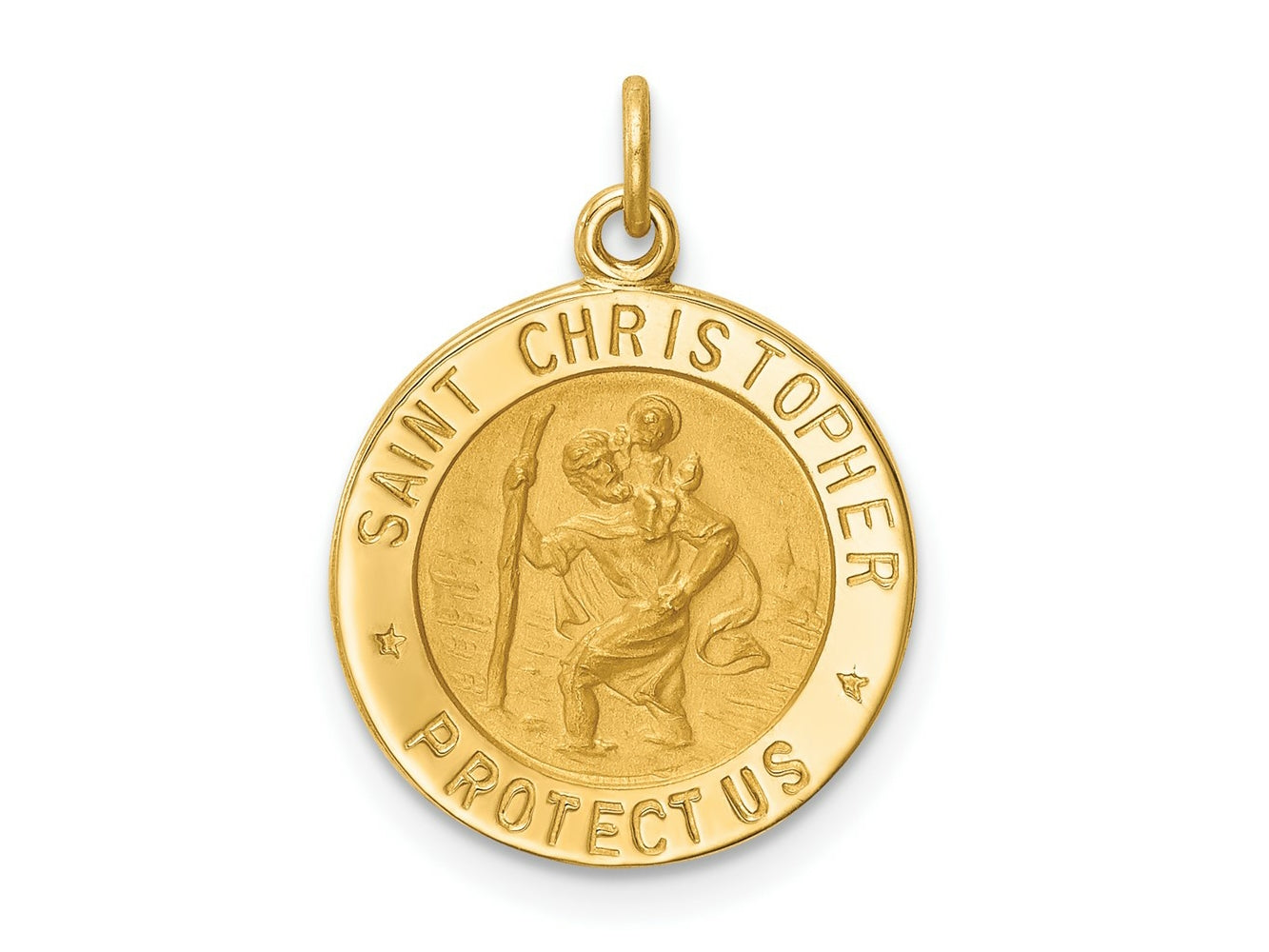FJC Finejewelers 14 kt Yellow Gold Solid Polished/Satin Small Round St. Christopher Medal 20 x 15 mm