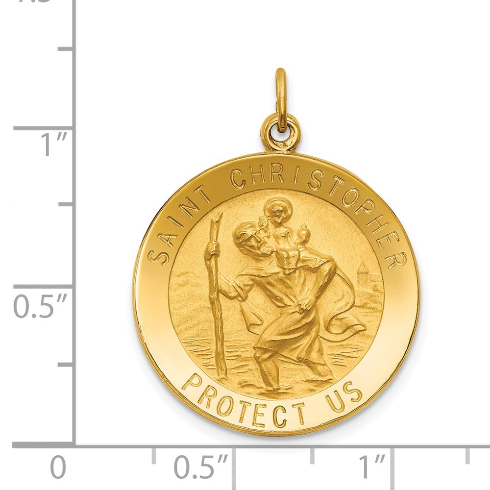 FJC Finejewelers 14 kt Yellow Gold Solid Polished/Satin Medium Round St. Christopher Medal 30 x 23 mm