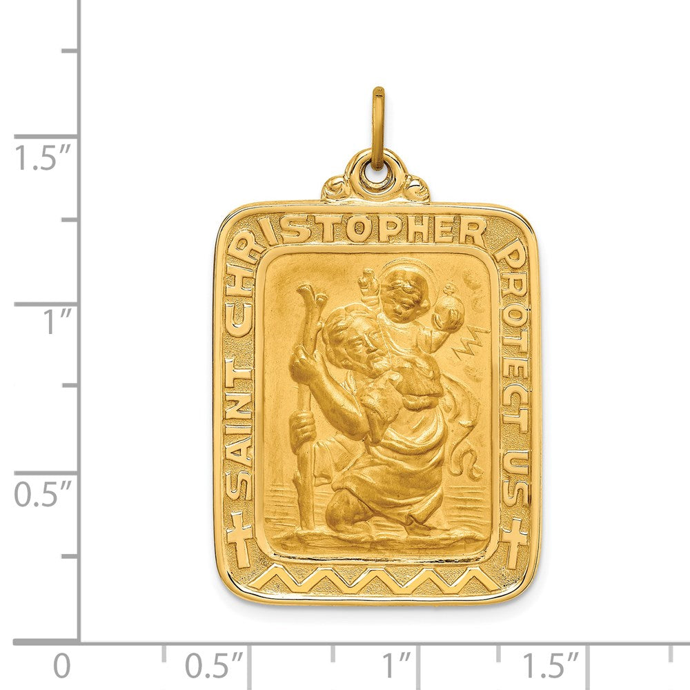 FJC Finejewelers 14 kt Yellow Gold Solid Polished/Satin Large Rectangle St. Christopher Medal 39 x 25 mm