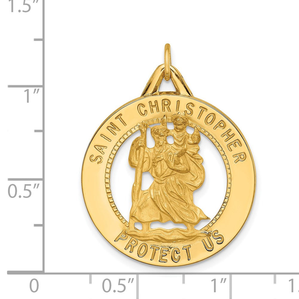 FJC Finejewelers 14 kt Yellow Gold Solid Polished/Satin Round Cut-out St. Christopher Medal 30 x 24 mm