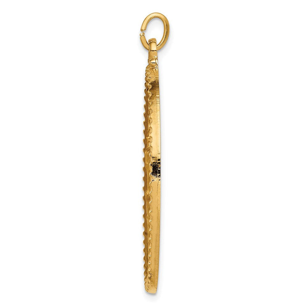FJC Finejewelers 14 kt Yellow Gold Solid Polished/Satin Beaded Edge St. Christopher Medal 41 x 25 mm