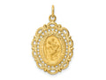 FJC Finejewelers 14 kt Yellow Gold Solid Polished/Satin Medium Fancy Pierced Oval St. Christopher Medal 28 x 17 mm