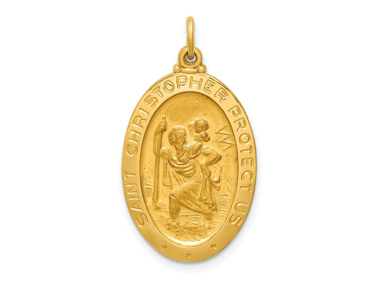 FJC Finejewelers 14 kt Yellow Gold Solid Polished/Satin Medium Oval St. Christopher Medal 30 x 16 mm