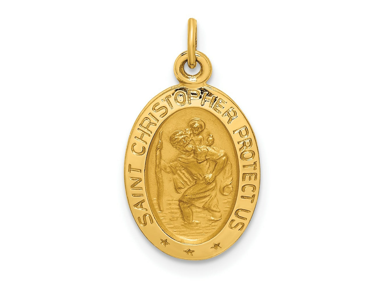 FJC Finejewelers 14 kt Yellow Gold Solid Polished/Satin Extra Small Oval St. Christopher Medal 20 x 11 mm