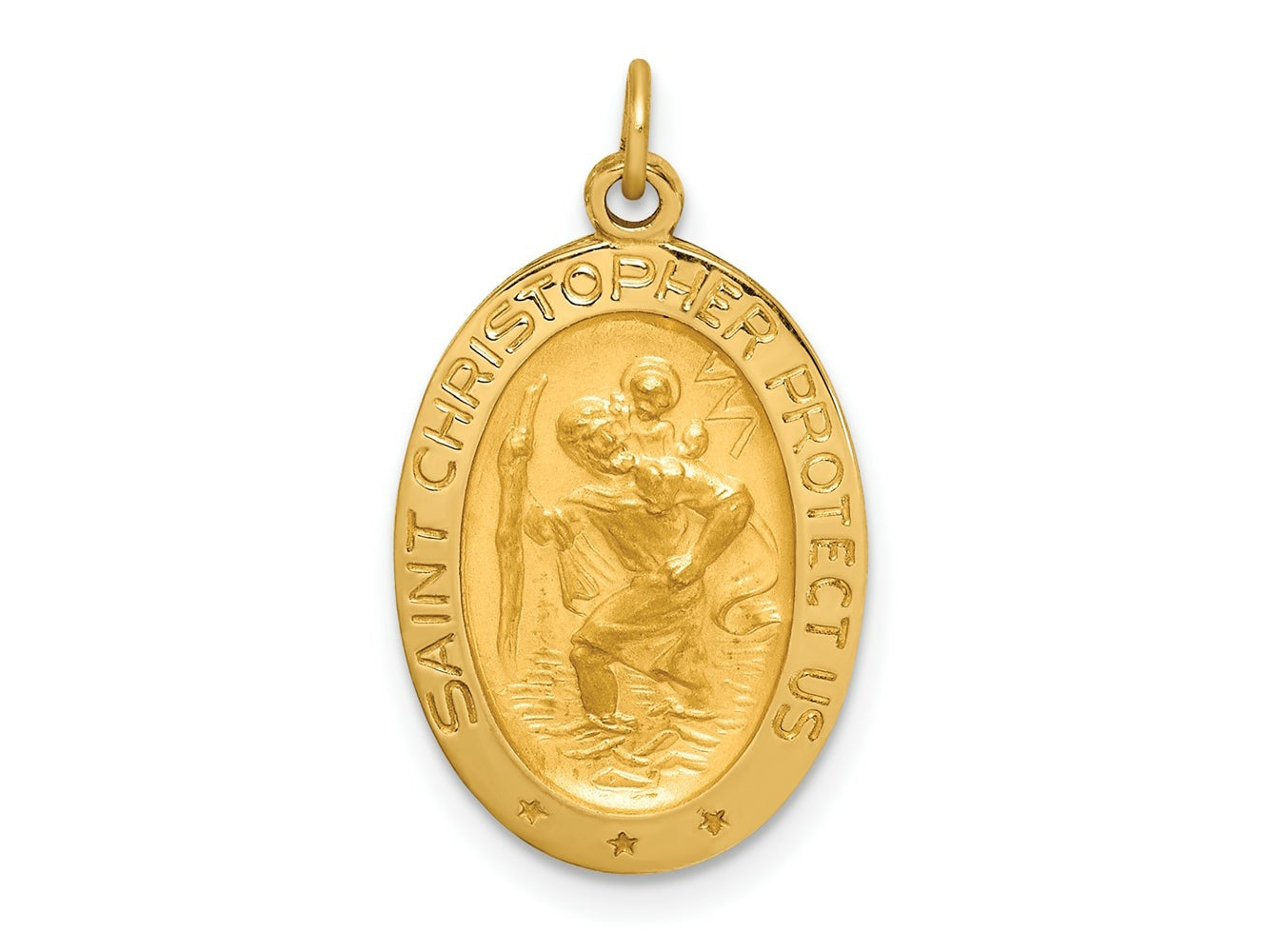 FJC Finejewelers 14 kt Yellow Gold Solid Polished/Satin Small Oval St. Christopher Medal 23 x 13 mm