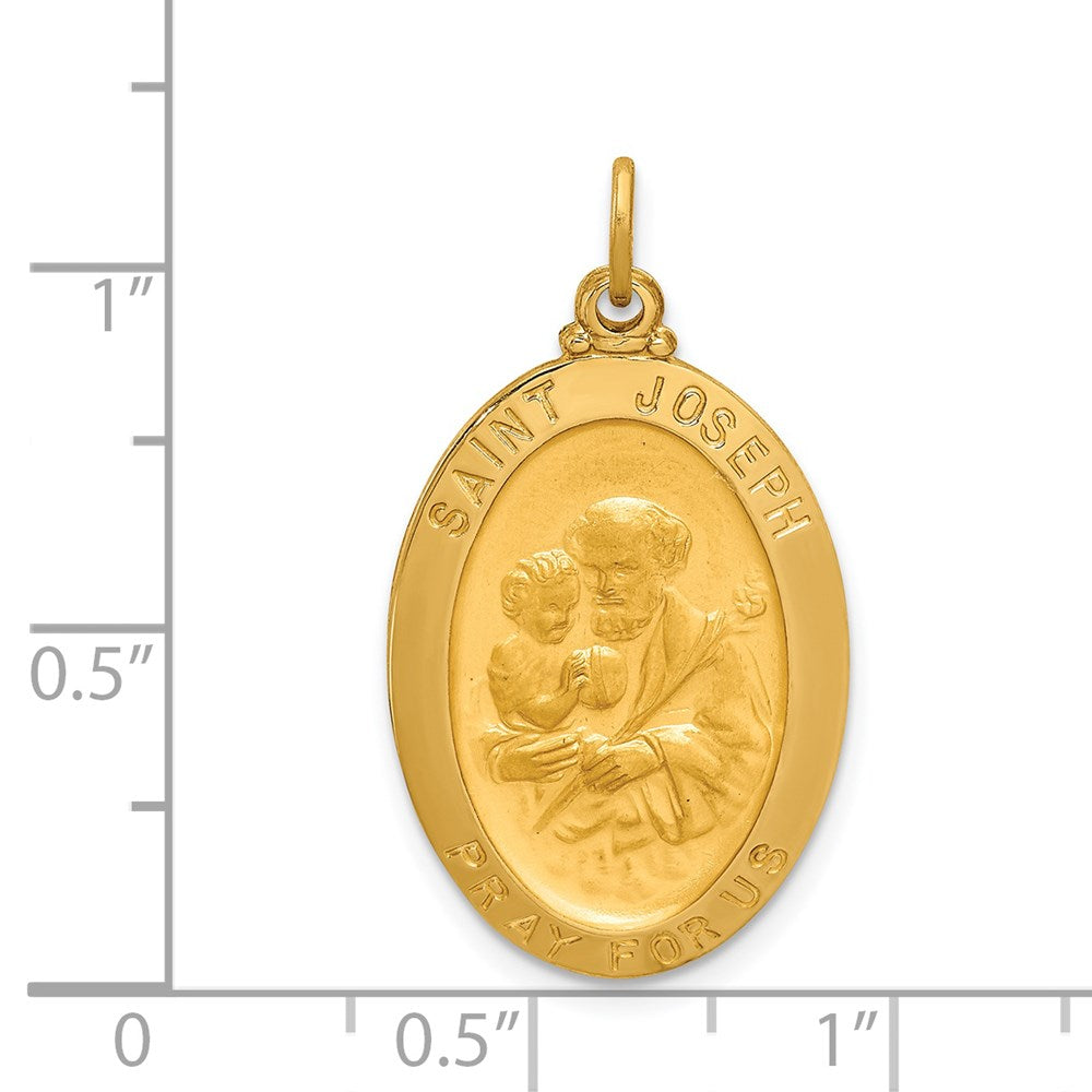 FJC Finejewelers 14 kt Yellow Gold Solid Polished/Satin Oval St. Joseph Medal 29 x 16 mm