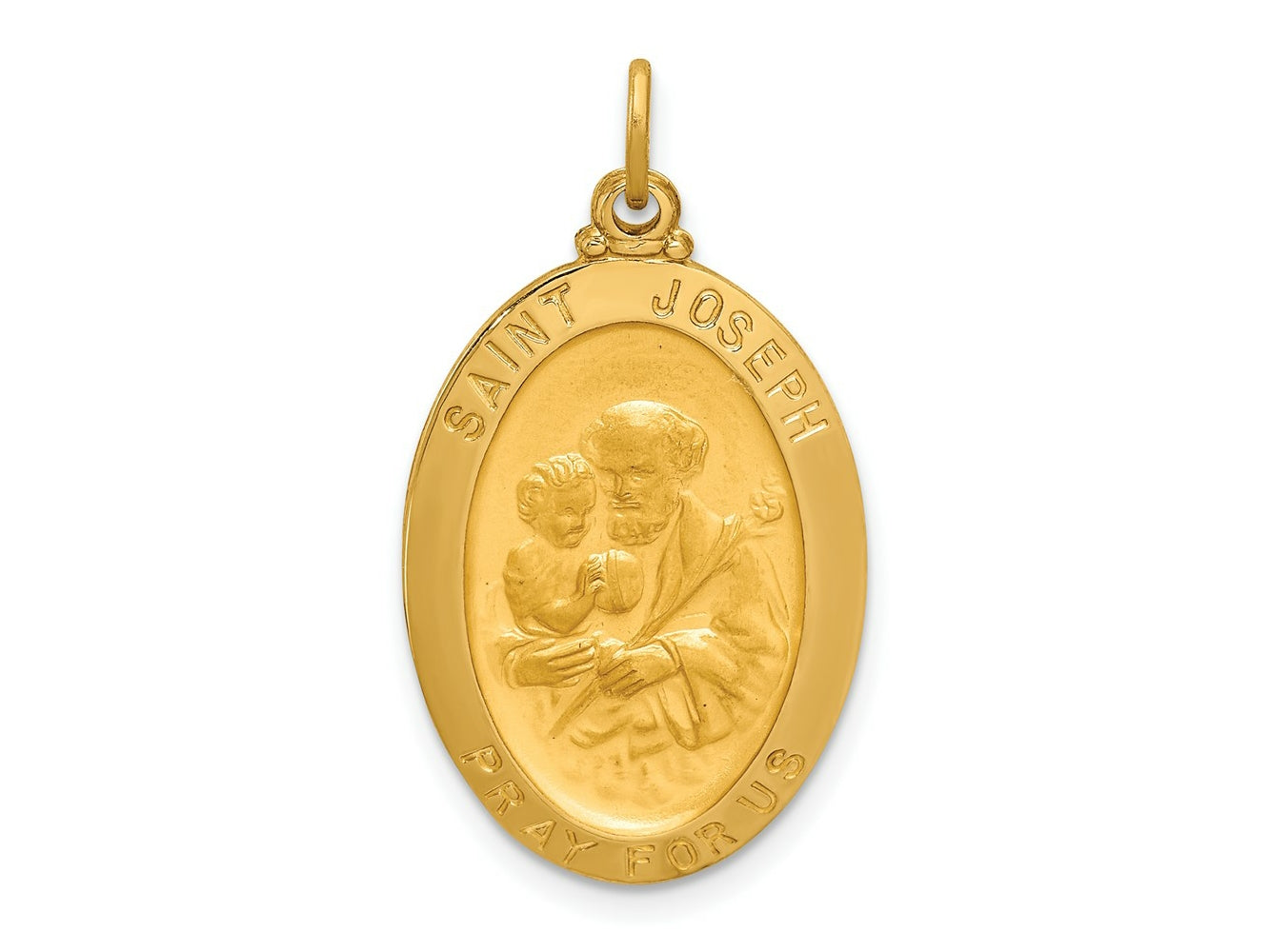 FJC Finejewelers 14 kt Yellow Gold Solid Polished/Satin Oval St. Joseph Medal 29 x 16 mm