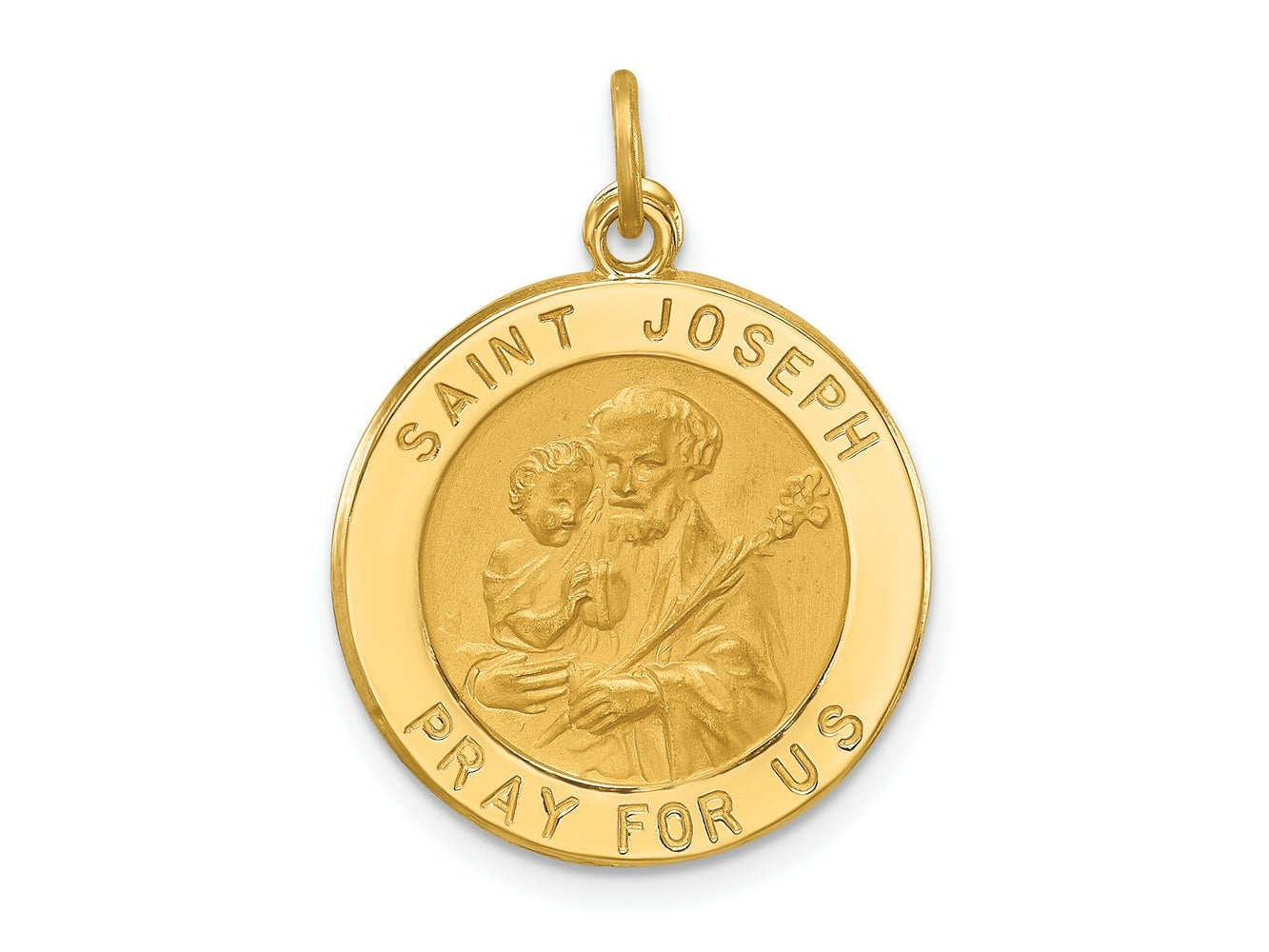 FJC Finejewelers 14 kt Yellow Gold Solid Polished/Satin Small Round St. Joseph Medal 25 x 19 mm