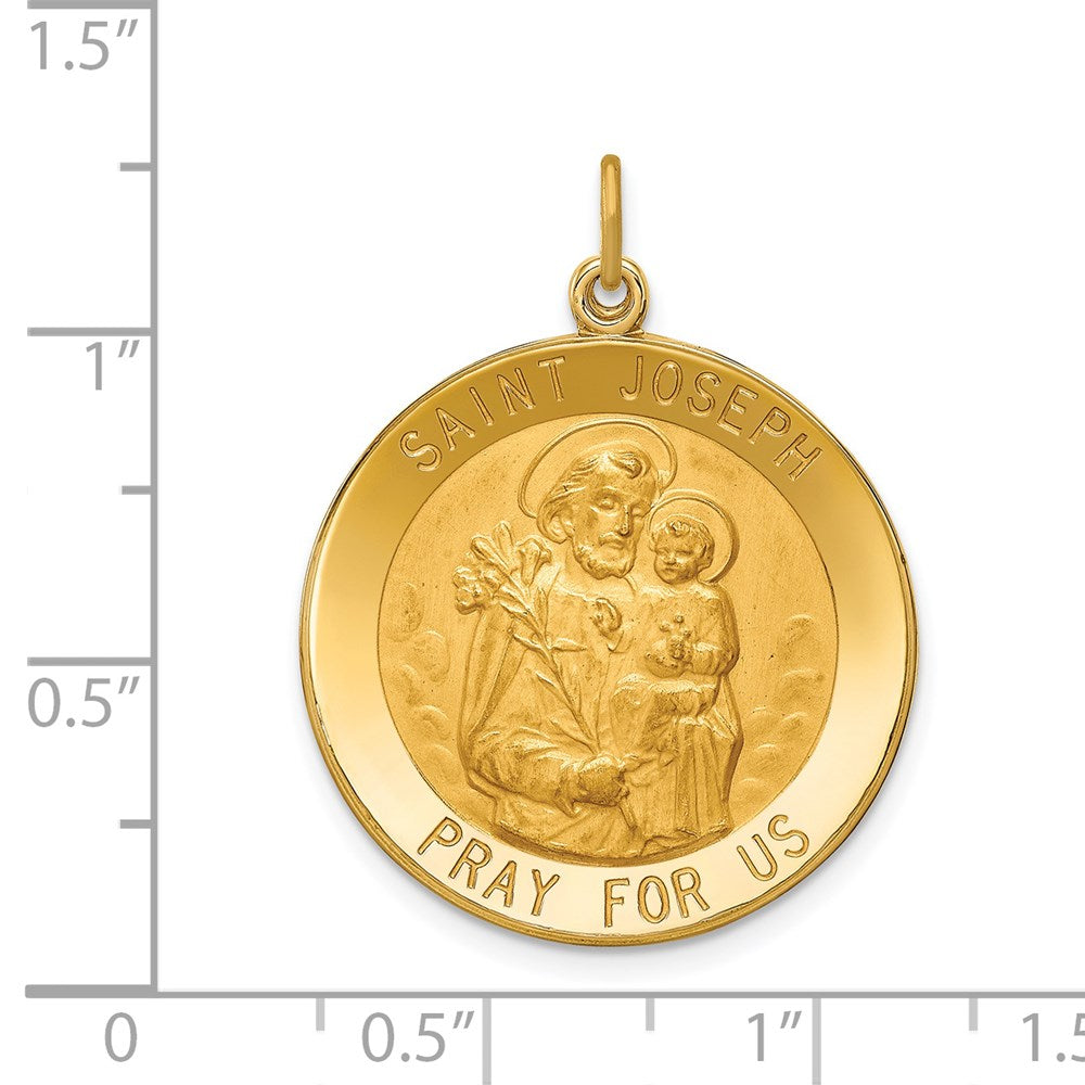 FJC Finejewelers 14 kt Yellow Gold Solid Polished/Satin Large Round St. Joseph Medal 31 x 24 mm