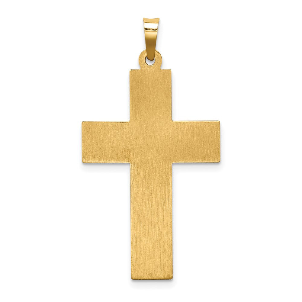 FJC Finejewelers 14 kt Yellow Gold Hollow Polished Basketweave Design Latin Cross 35 x 19 mm