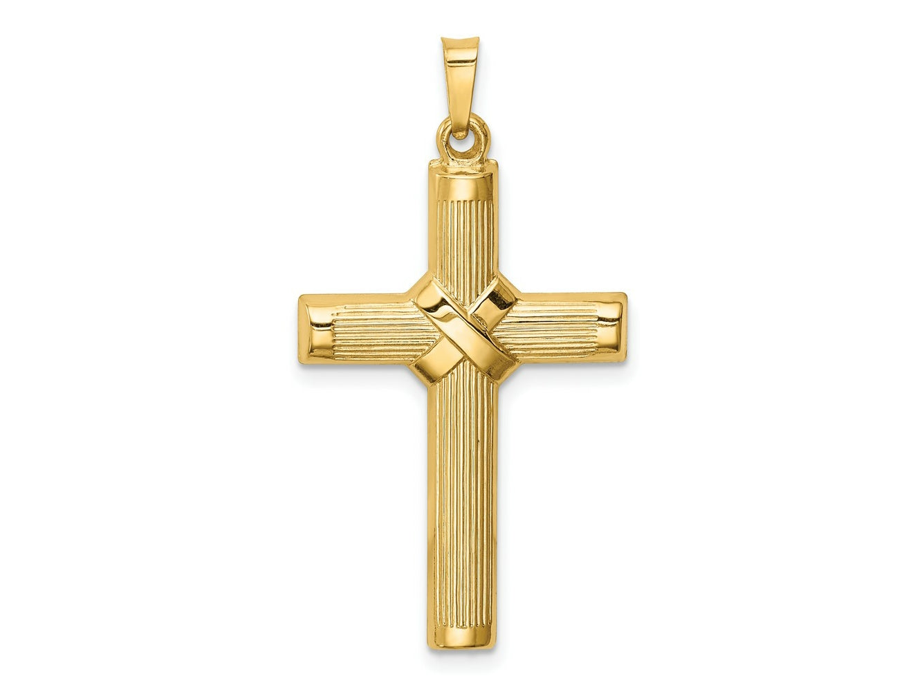 FJC Finejewelers 14 kt Yellow Gold Hollow Polished Center X Cross 36 x 19 mm