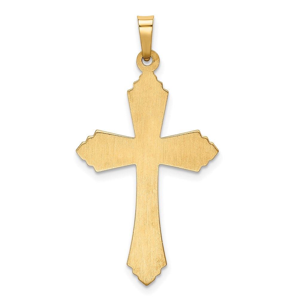 FJC Finejewelers 14 kt Yellow Gold Hollow Polished Fleur de Lis Cross 36 x 19 mm