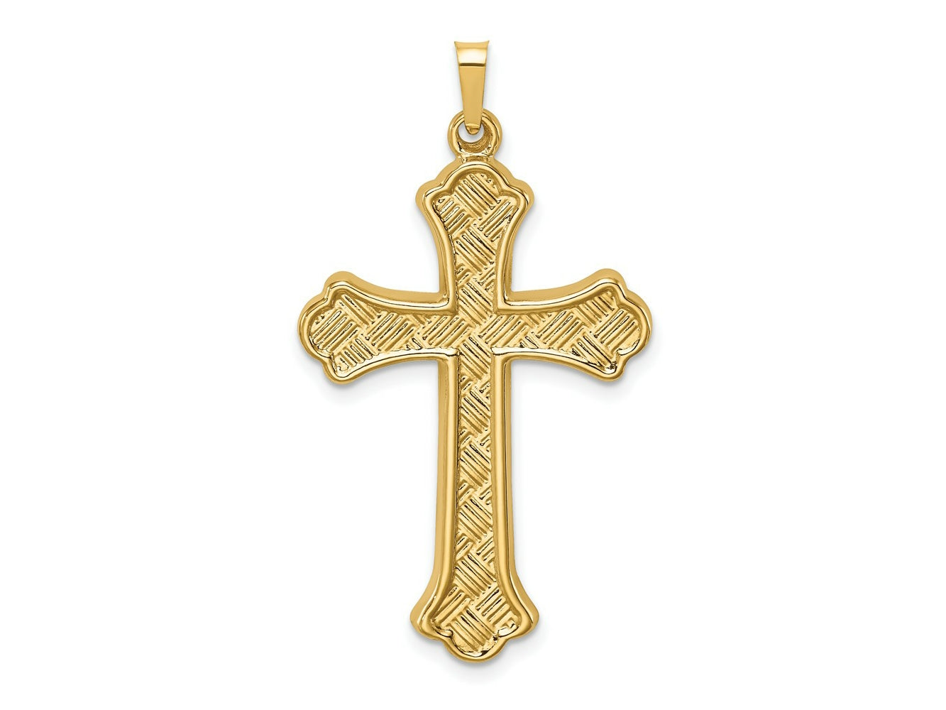 FJC Finejewelers 14 kt Yellow Gold Hollow Polished Woven Fleur de Lis Cross 39 mm