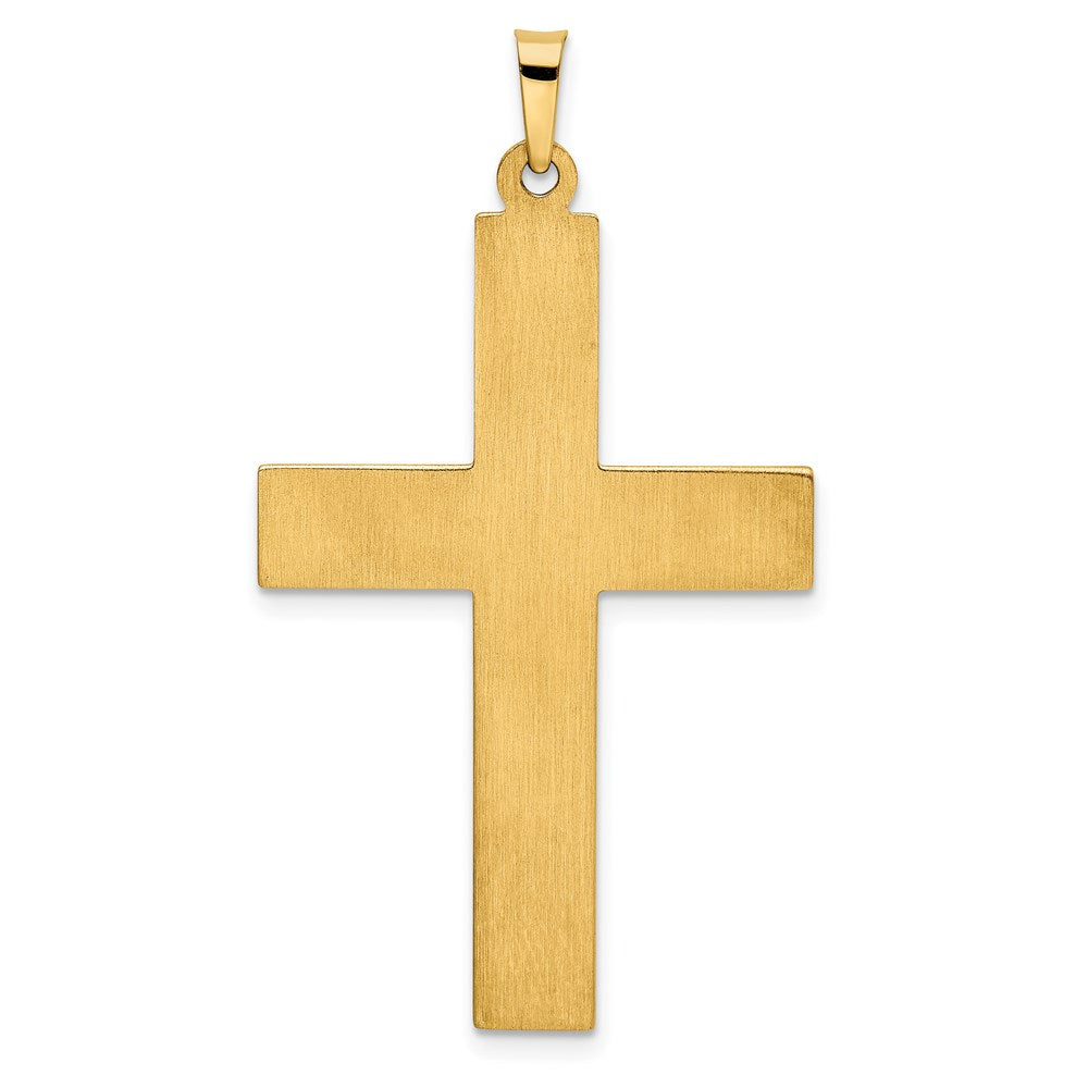 FJC Finejewelers 14 kt Yellow Gold Hollow Polished Stripe Design Latin Cross 42 x 23 mm