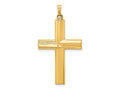 FJC Finejewelers 14 kt Yellow Gold Hollow Polished Stripe Design Latin Cross 42 x 23 mm