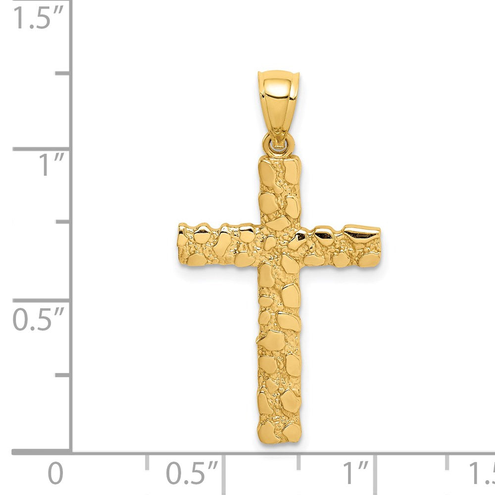 FJC Finejewelers 14 kt Yellow Gold Nugget Cross Charm 32 x 17 mm