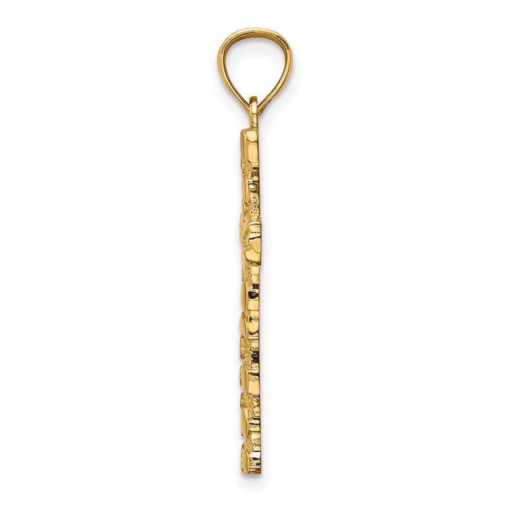 FJC Finejewelers 14 kt Yellow Gold Nugget Cross Charm 32 x 17 mm