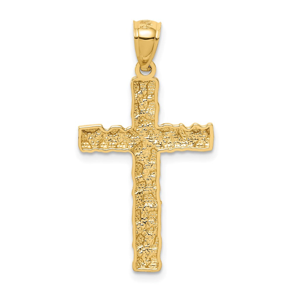FJC Finejewelers 14 kt Yellow Gold Nugget Cross Charm 32 x 17 mm