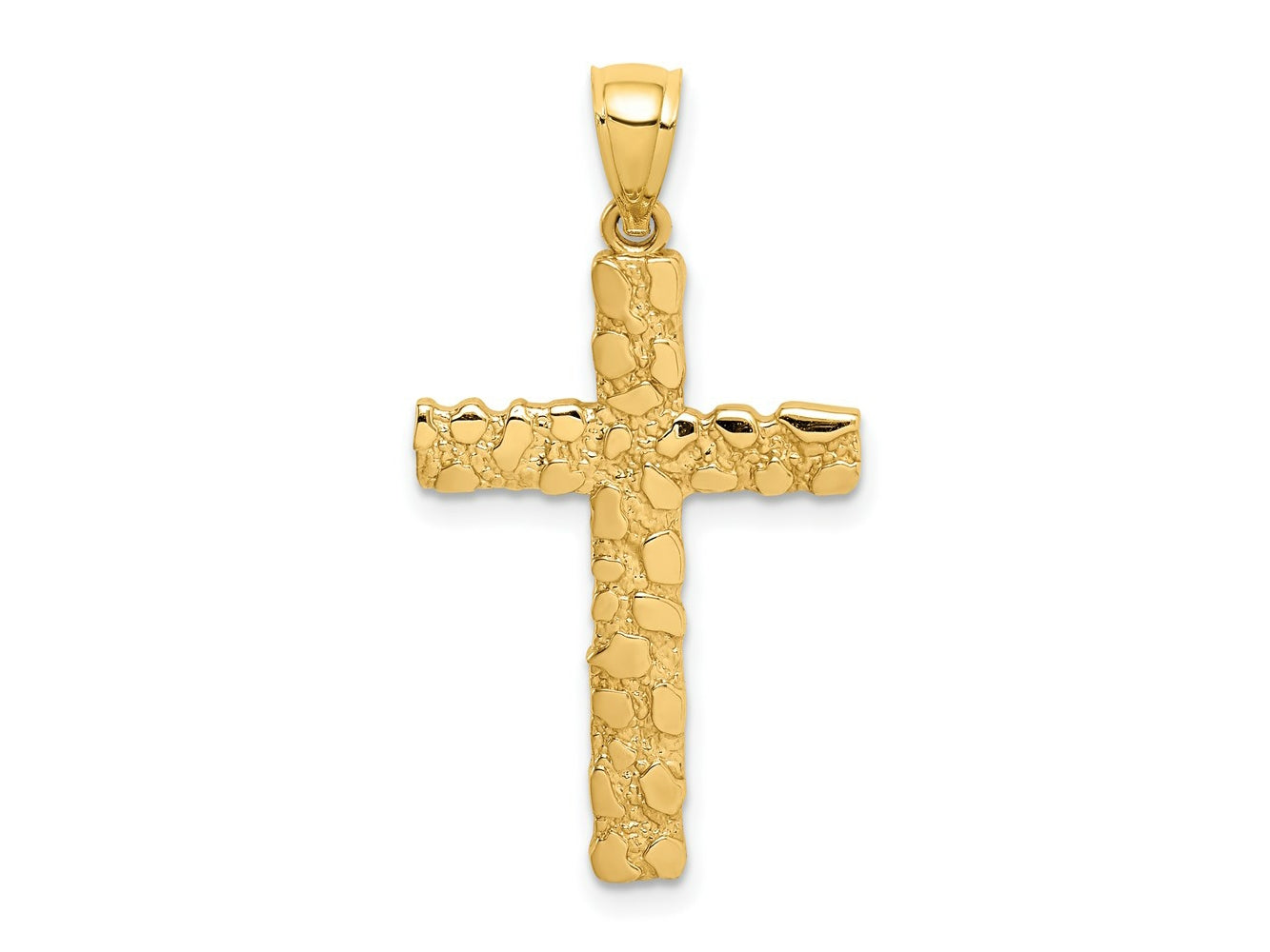 FJC Finejewelers 14 kt Yellow Gold Nugget Cross Charm 32 x 17 mm