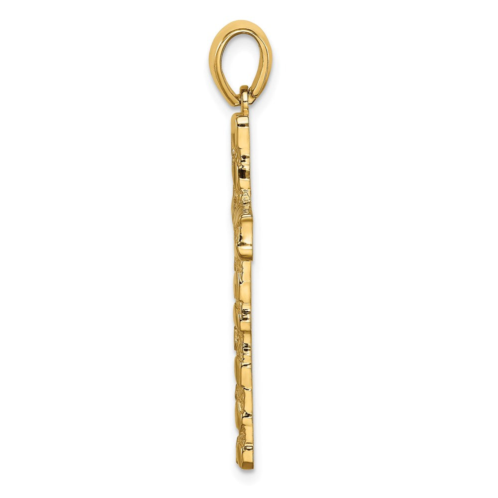 FJC Finejewelers 14 kt Yellow Gold Nugget Cross Charm 37 x 20 mm