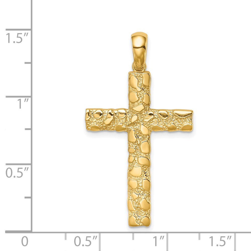 FJC Finejewelers 14 kt Yellow Gold Nugget Cross Charm 37 x 20 mm