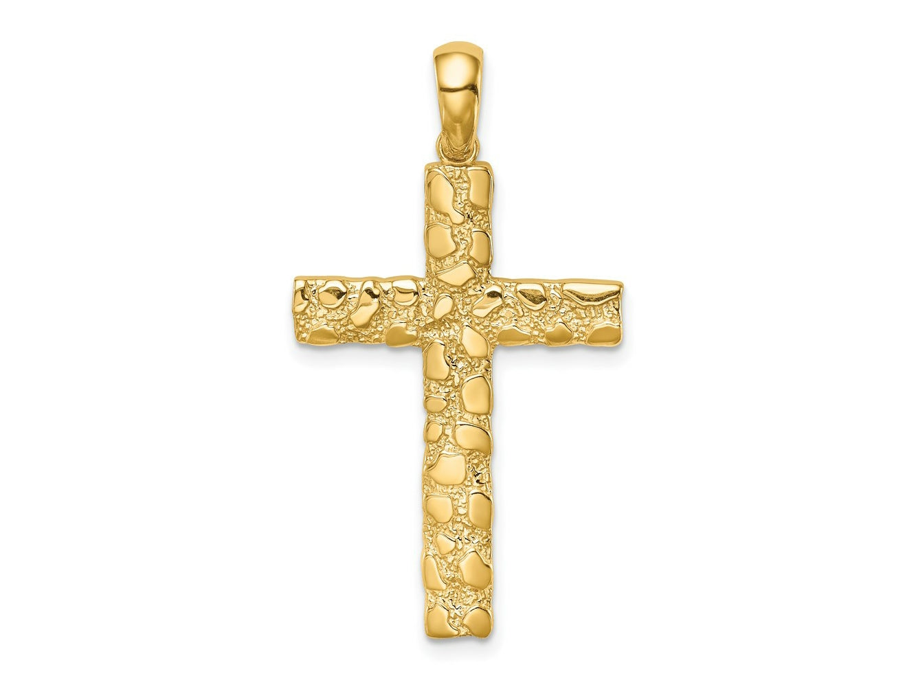 FJC Finejewelers 14 kt Yellow Gold Nugget Cross Charm 37 x 20 mm