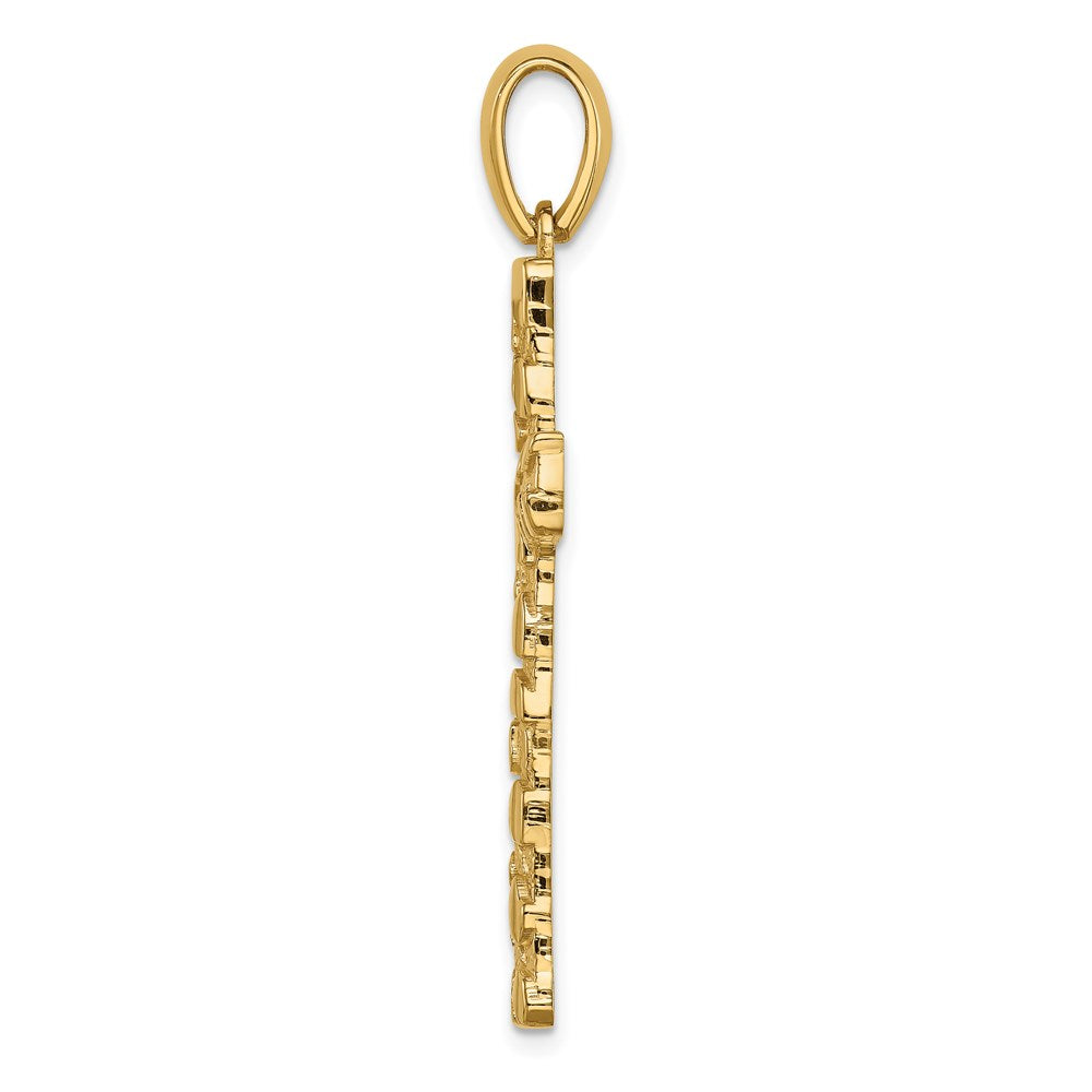 FJC Finejewelers 14 kt Yellow Gold Nugget Cross Charm 45 x 24 mm