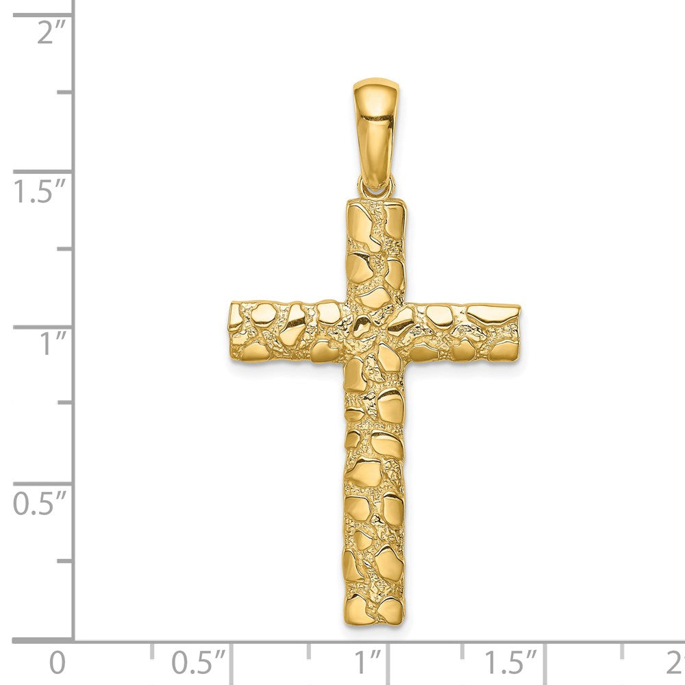 FJC Finejewelers 14 kt Yellow Gold Nugget Cross Charm 45 x 24 mm