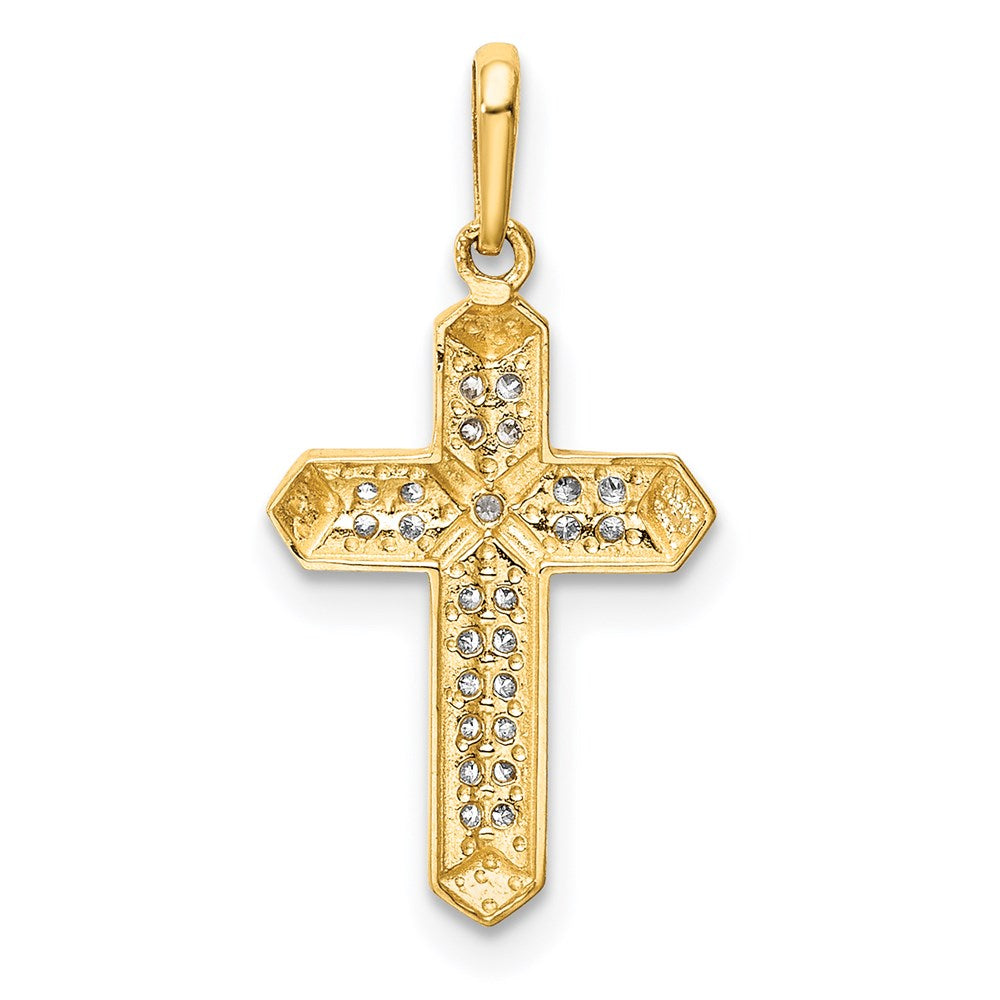 FJC Finejewelers 14 kt Yellow Gold Cross CZ Charm 22 x 11 mm