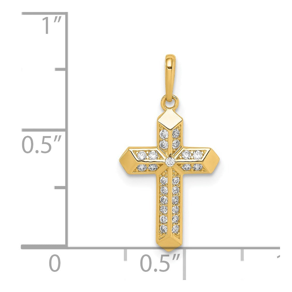 FJC Finejewelers 14 kt Yellow Gold Cross CZ Charm 22 x 11 mm