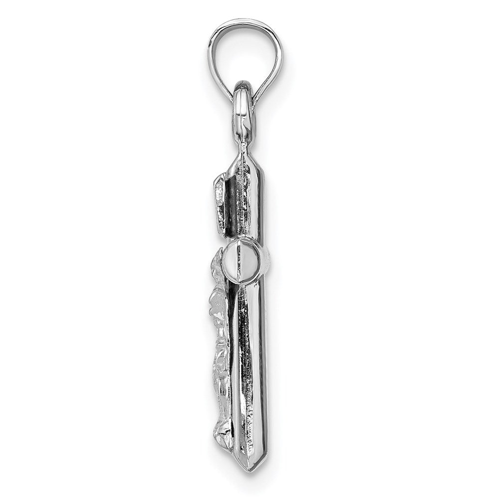 FJC Finejewelers 14 kt White Gold Hollow Crucifix Cross Charm 24 mm x 11 mm