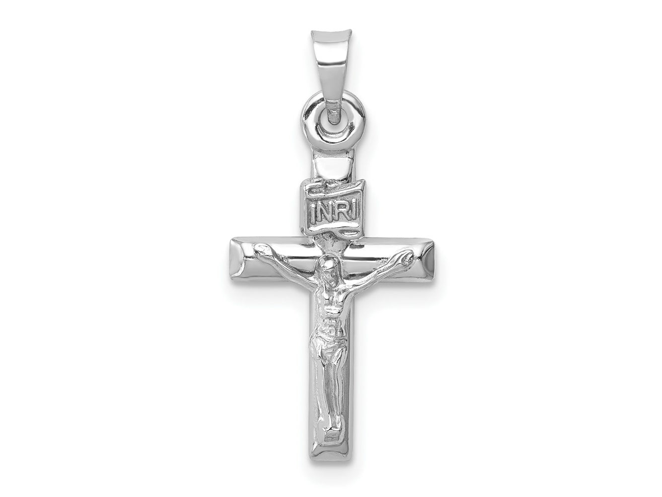 FJC Finejewelers 14 kt White Gold Hollow Crucifix Cross Charm 24 mm x 11 mm