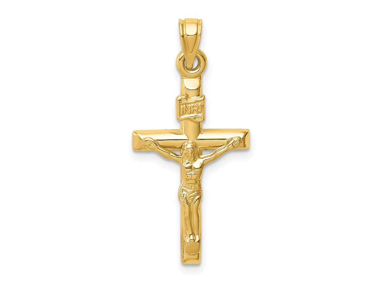 FJC Finejewelers 14 kt Yellow Gold Hollow Crucifix Charm 30 x 15 mm
