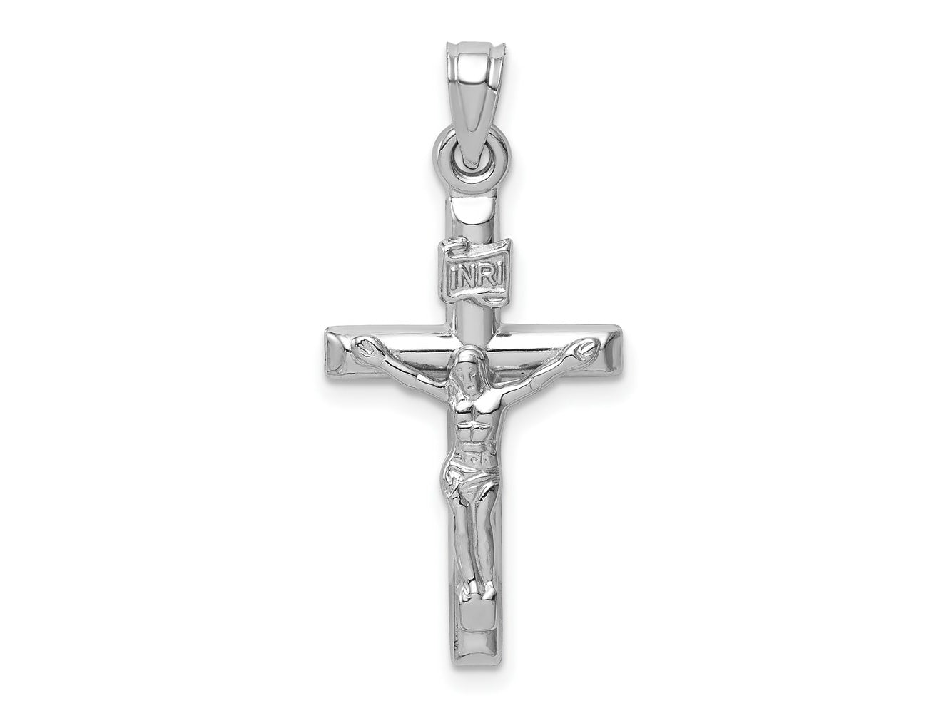 FJC Finejewelers 14 kt White Gold Hollow Crucifix Cross Charm 30 mm x 15 mm