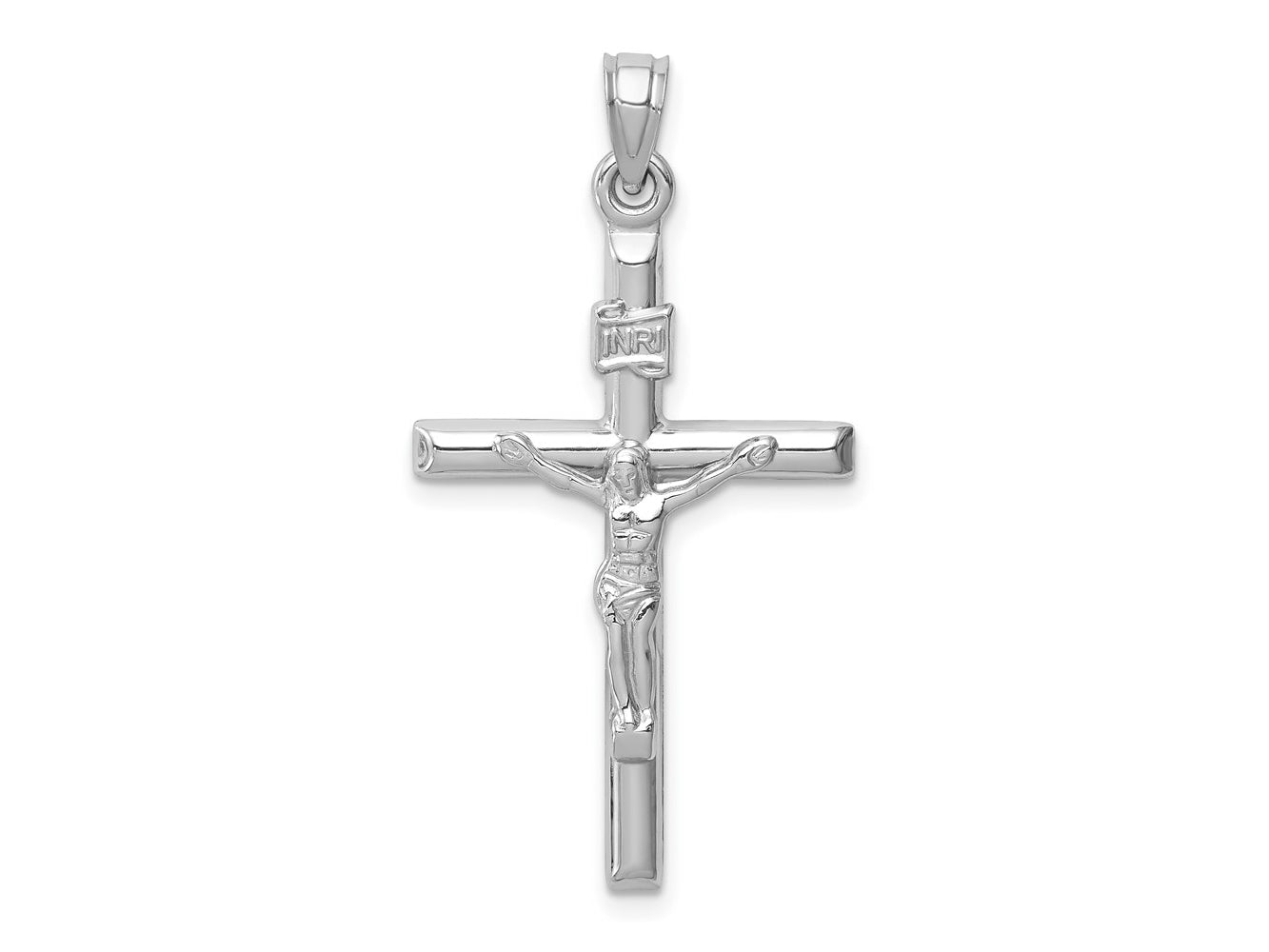 FJC Finejewelers 14 kt White Gold Hollow Crucifix Cross Charm 36 mm x 20 mm