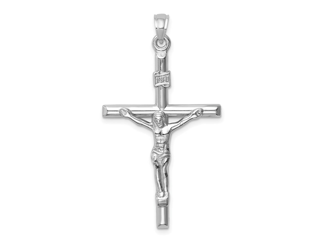 FJC Finejewelers 14 kt White Gold Hollow Crucifix Cross Charm 43 mm x 24 mm