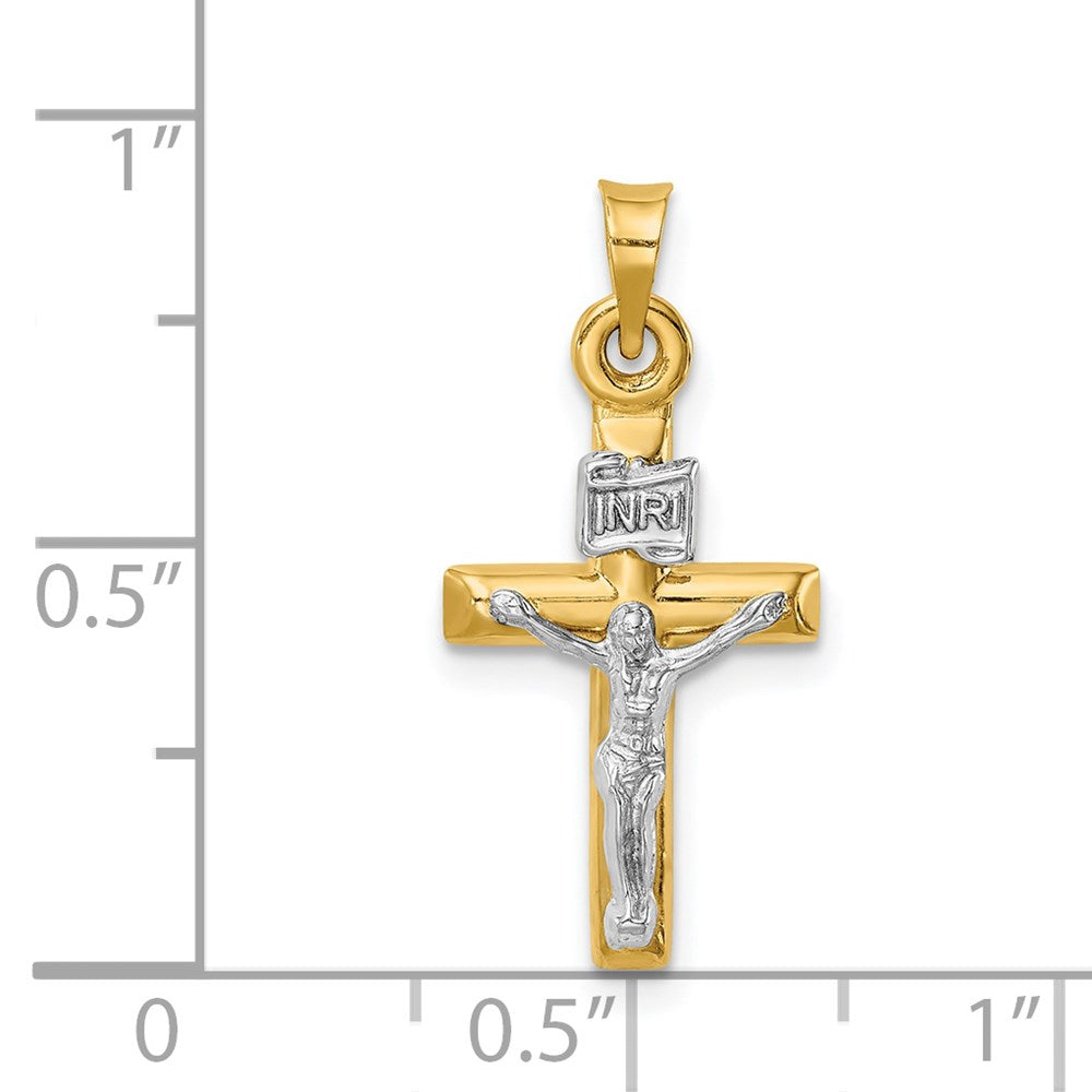 FJC Finejewelers 14 kt Two Tone Gold Hollow Crucifix Charm 23 x 11 mm