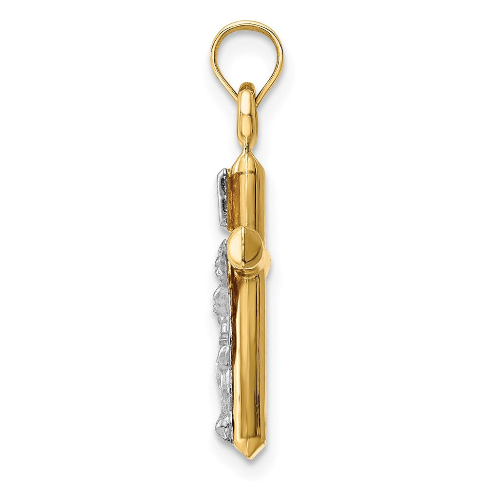 FJC Finejewelers 14 kt Two Tone Gold Hollow Crucifix Charm 23 x 11 mm