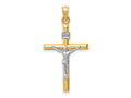 FJC Finejewelers 14 kt Two Tone Gold Hollow Crucifix Charm 36 x 20 mm