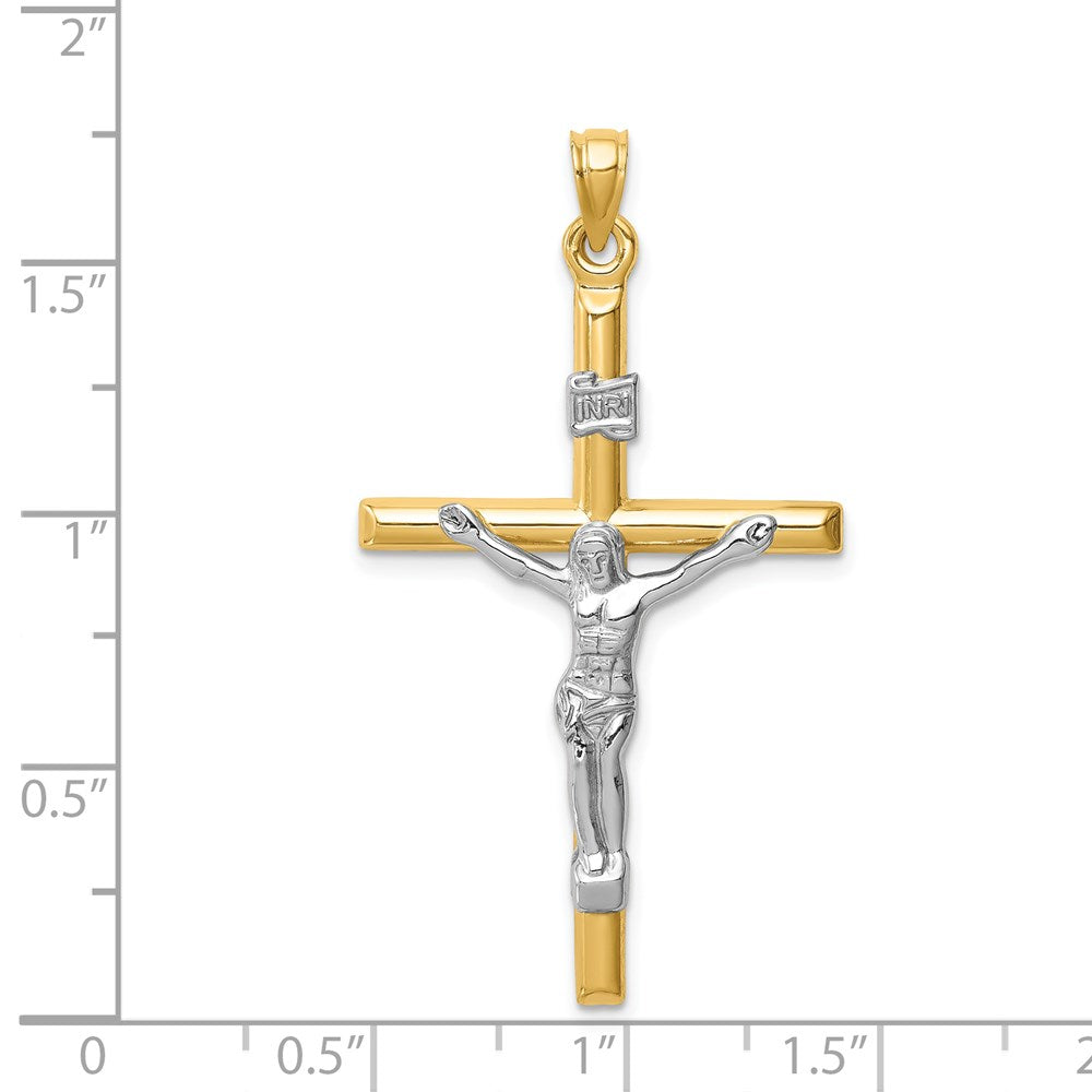 FJC Finejewelers 14 kt Two Tone Gold Hollow Crucifix Charm 43 x 25 mm