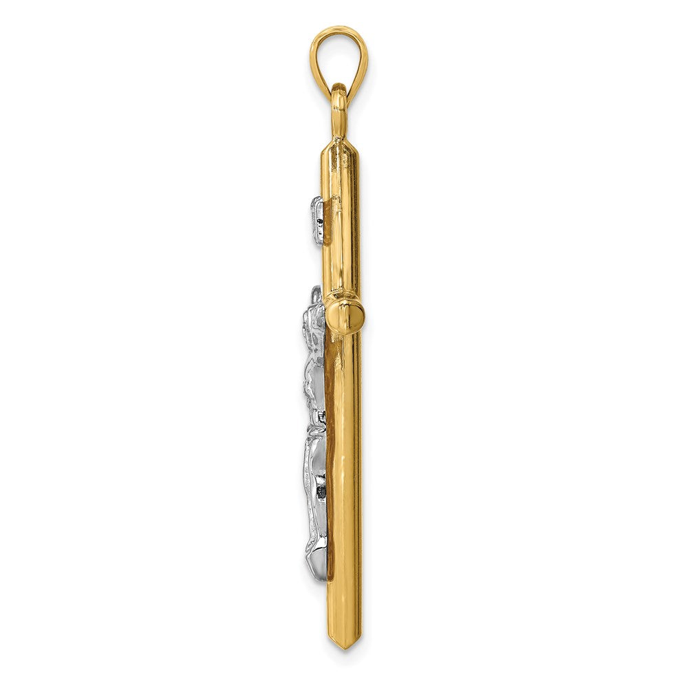 FJC Finejewelers 14 kt Two Tone Gold Hollow Crucifix Charm 43 x 25 mm