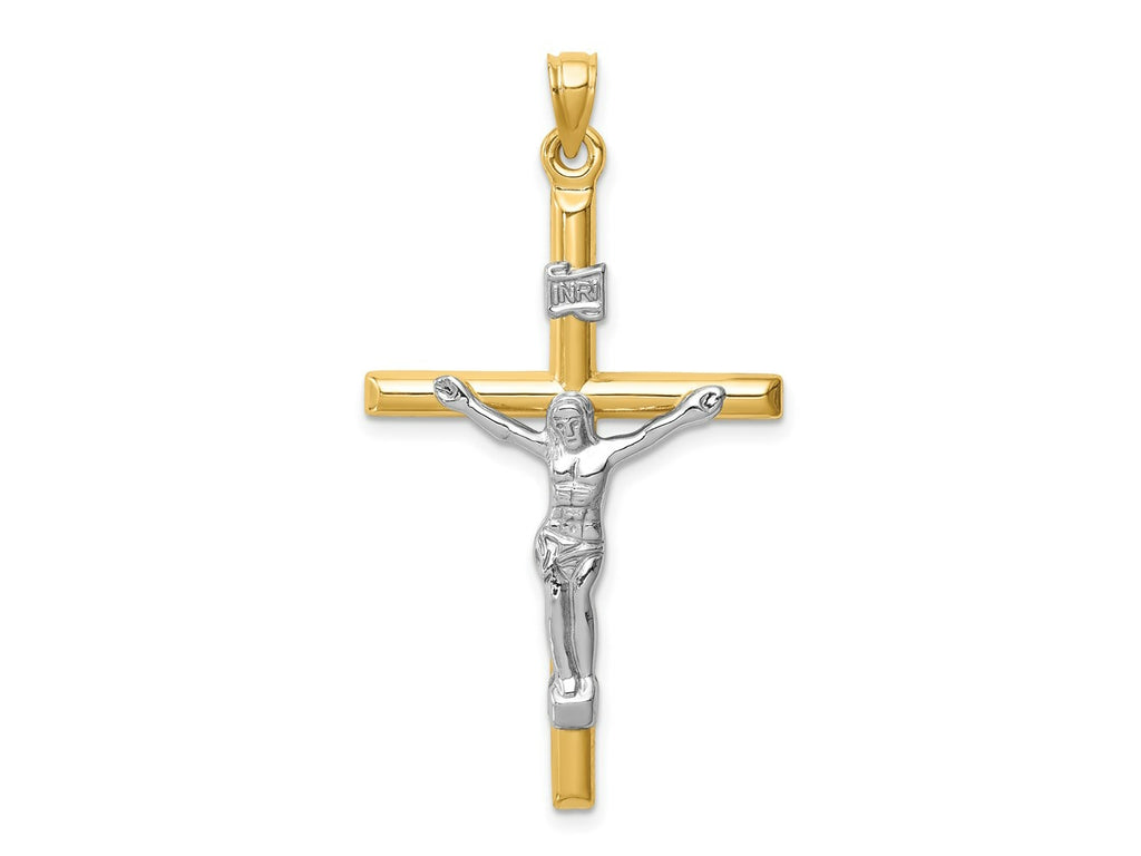 FJC Finejewelers 14 kt Two Tone Gold Hollow Crucifix Charm 43 x 25 mm
