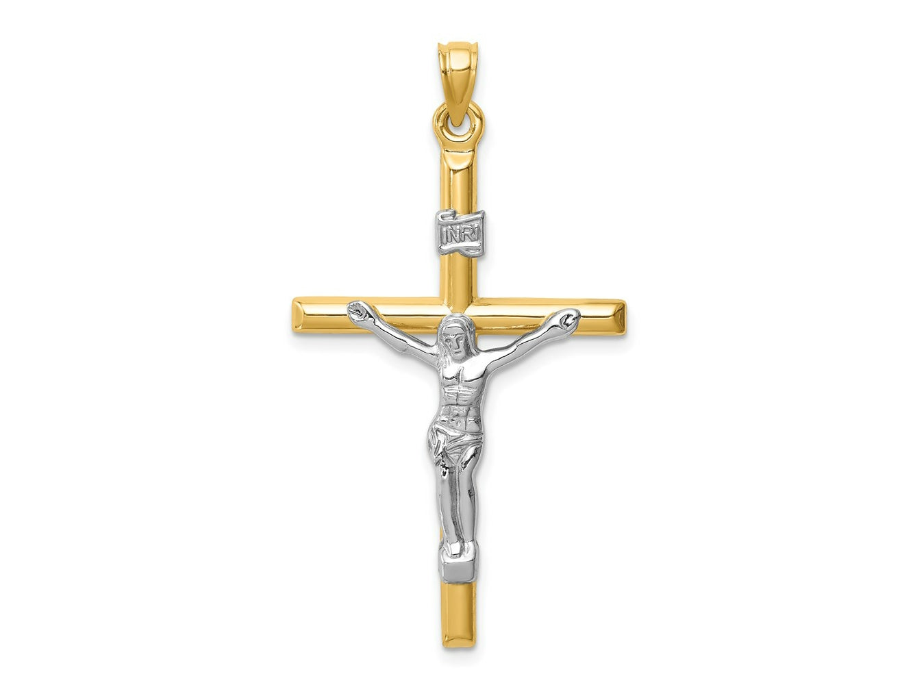 FJC Finejewelers 14 kt Two Tone Gold Hollow Crucifix Charm 43 x 25 mm