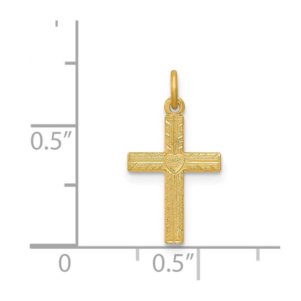 FJC Finejewelers 14 kt Yellow Gold Heart Cross Charm 19 x 10 mm