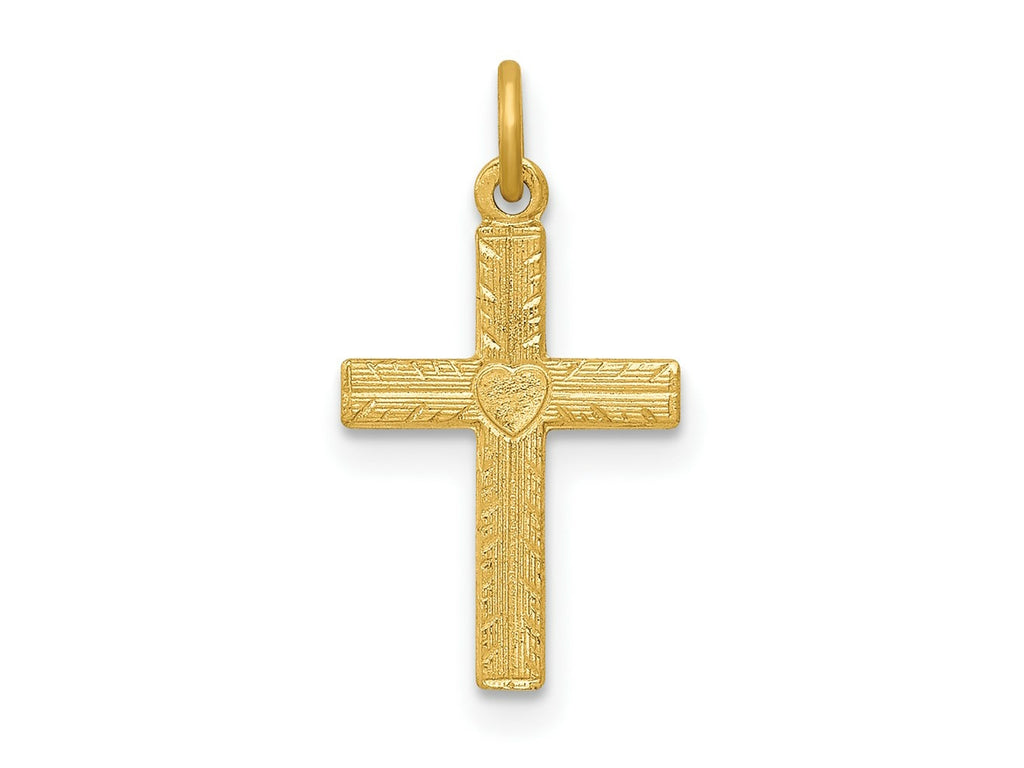 FJC Finejewelers 14 kt Yellow Gold Heart Cross Charm 19 x 10 mm