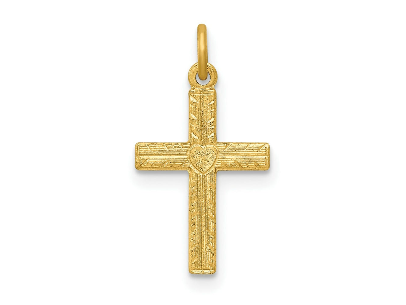 FJC Finejewelers 14 kt Yellow Gold Heart Cross Charm 19 x 10 mm