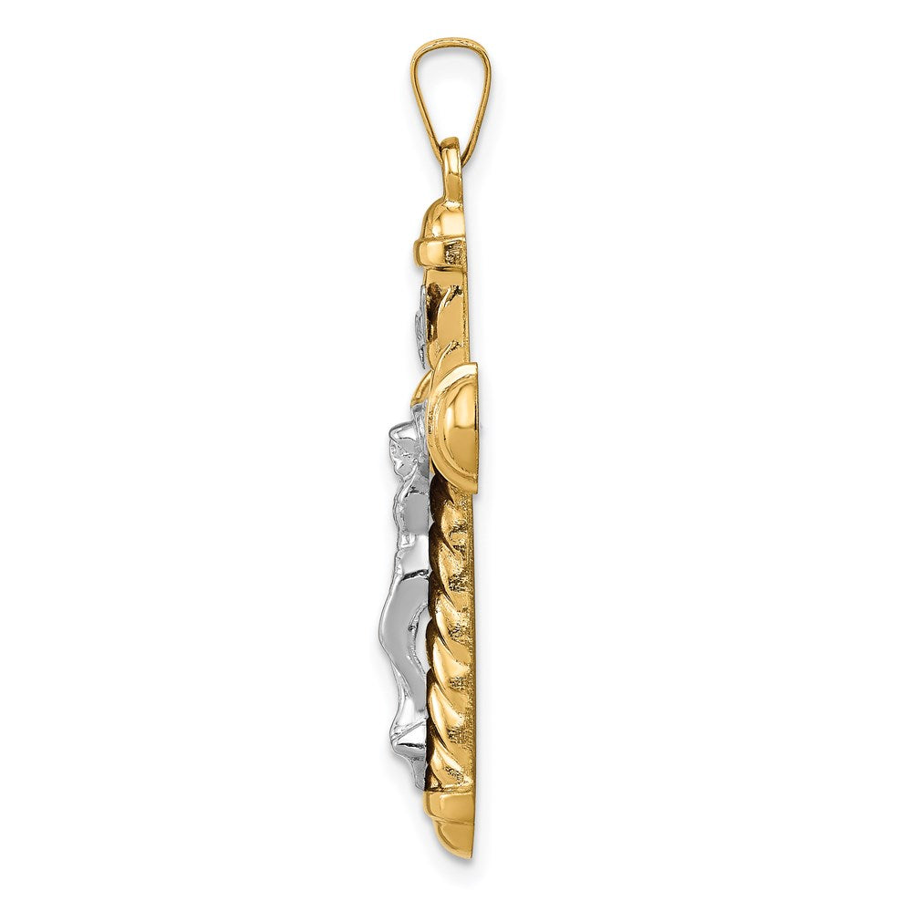 FJC Finejewelers 14 kt Two Tone Gold Hollow Polished Chevron Design Crucifix 24 x 19 mm